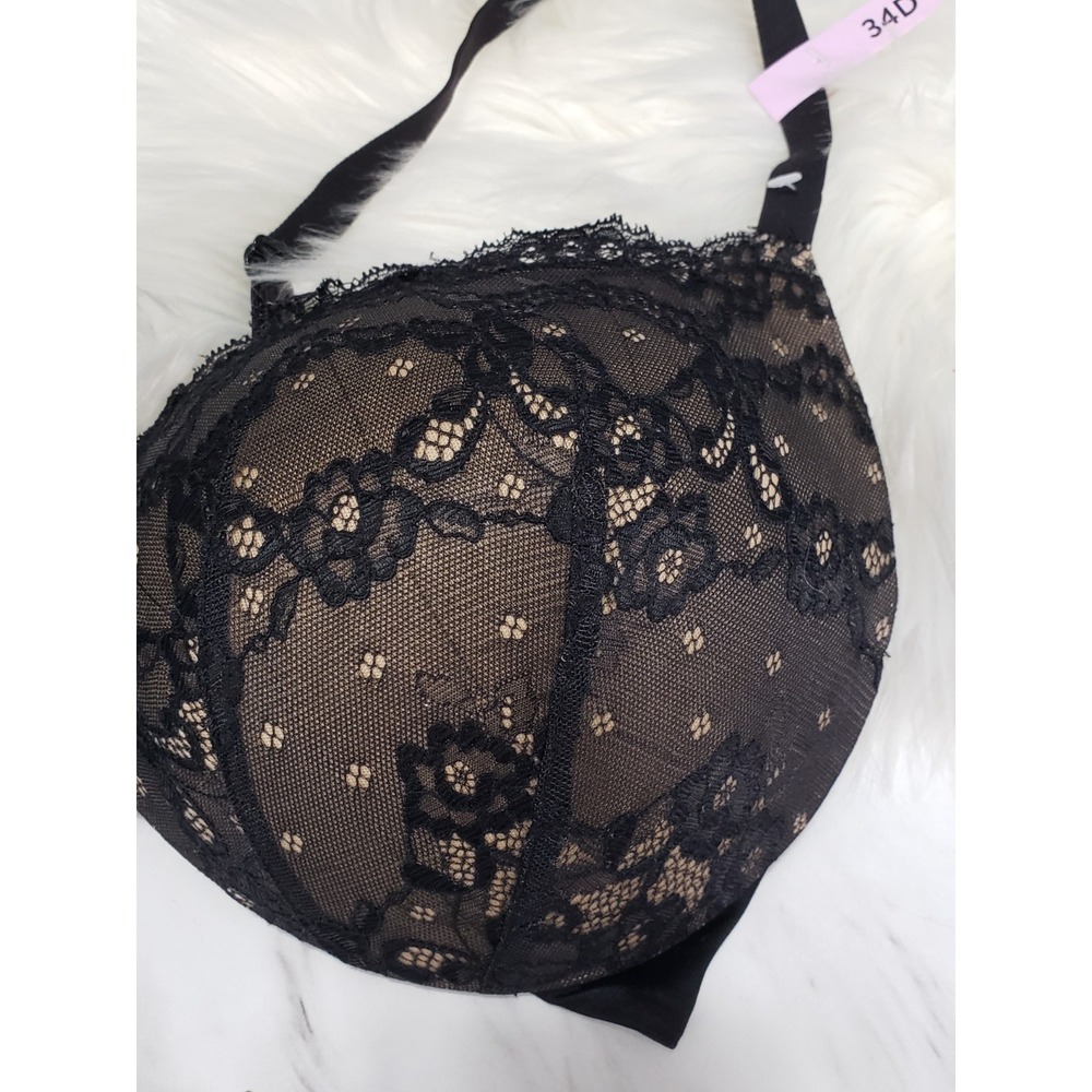 NEW Maidenform Push Up Plunging Neck Line, Underwire Bra DM9900 Sz 34D Black - Picture 2 of 5